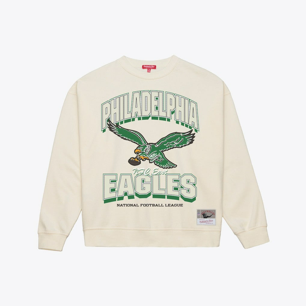 Philadelphia Eagles Women's Tonal Arch Sweatshirt Cream - Mitchell & Ness