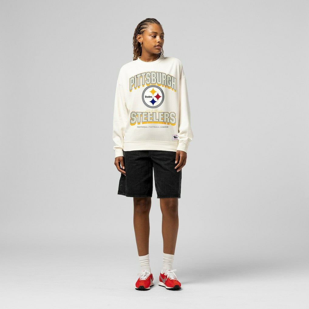 Pittsburgh Steelers Women's Tonal Arch Sweatshirt Cream - Mitchell & Ness