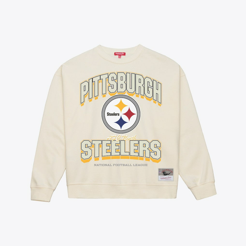 Pittsburgh Steelers Women's Tonal Arch Sweatshirt Cream - Mitchell & Ness