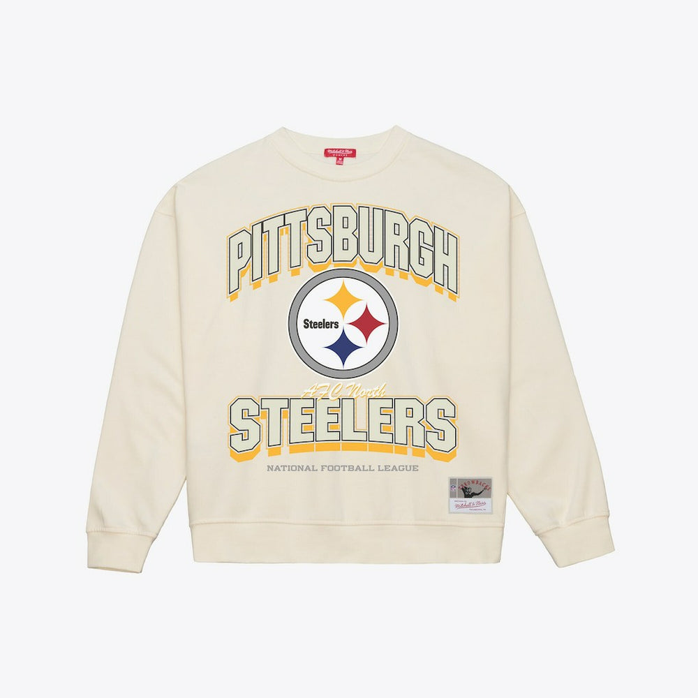 Pittsburgh Steelers Women's Tonal Arch Sweatshirt Cream - Mitchell & Ness