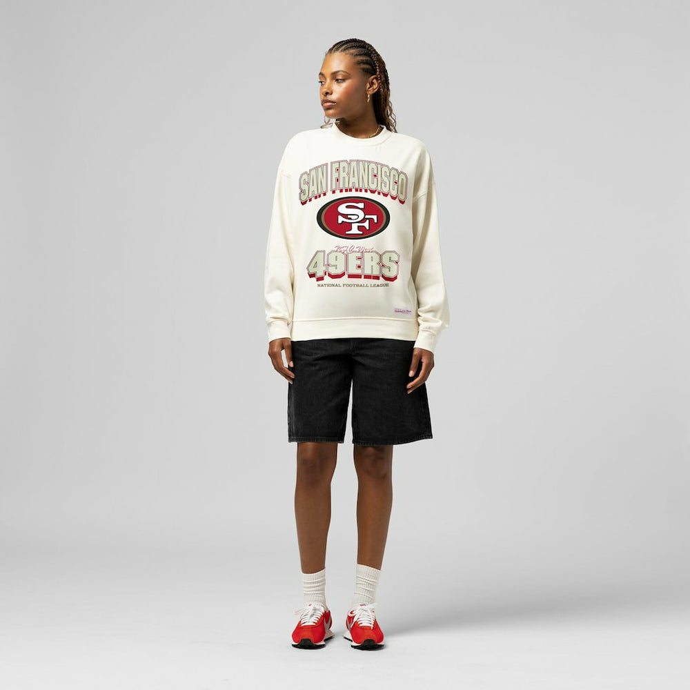 San Francisco 49ers Women's Tonal Arch Sweatshirt Cream - Mitchell & Ness