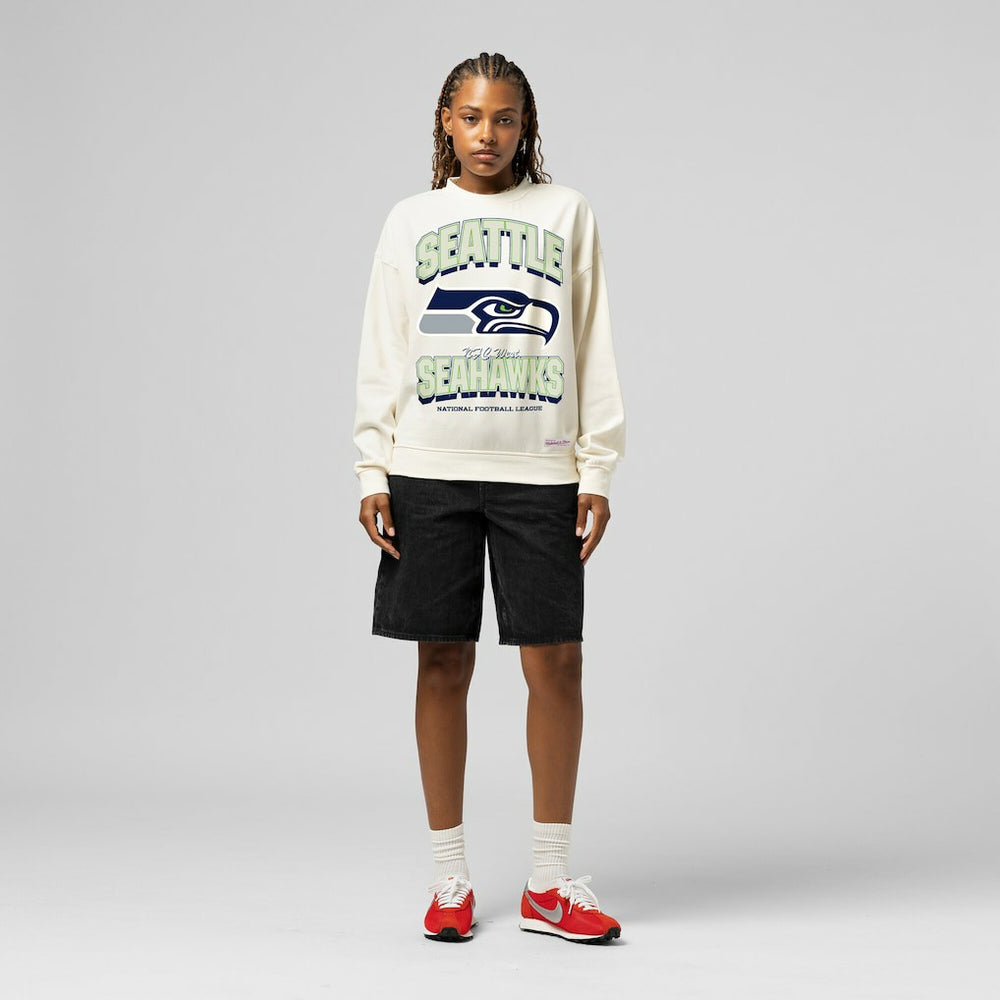 Seattle Seahawks Women's Tonal Arch Sweatshirt Cream - Mitchell & Ness