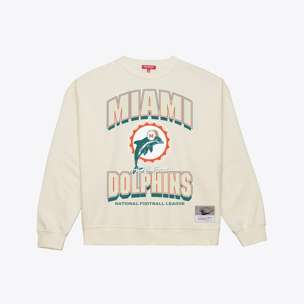 Miami Dolphins Women's Tonal Arch Sweatshirt Cream - Mitchell & Ness