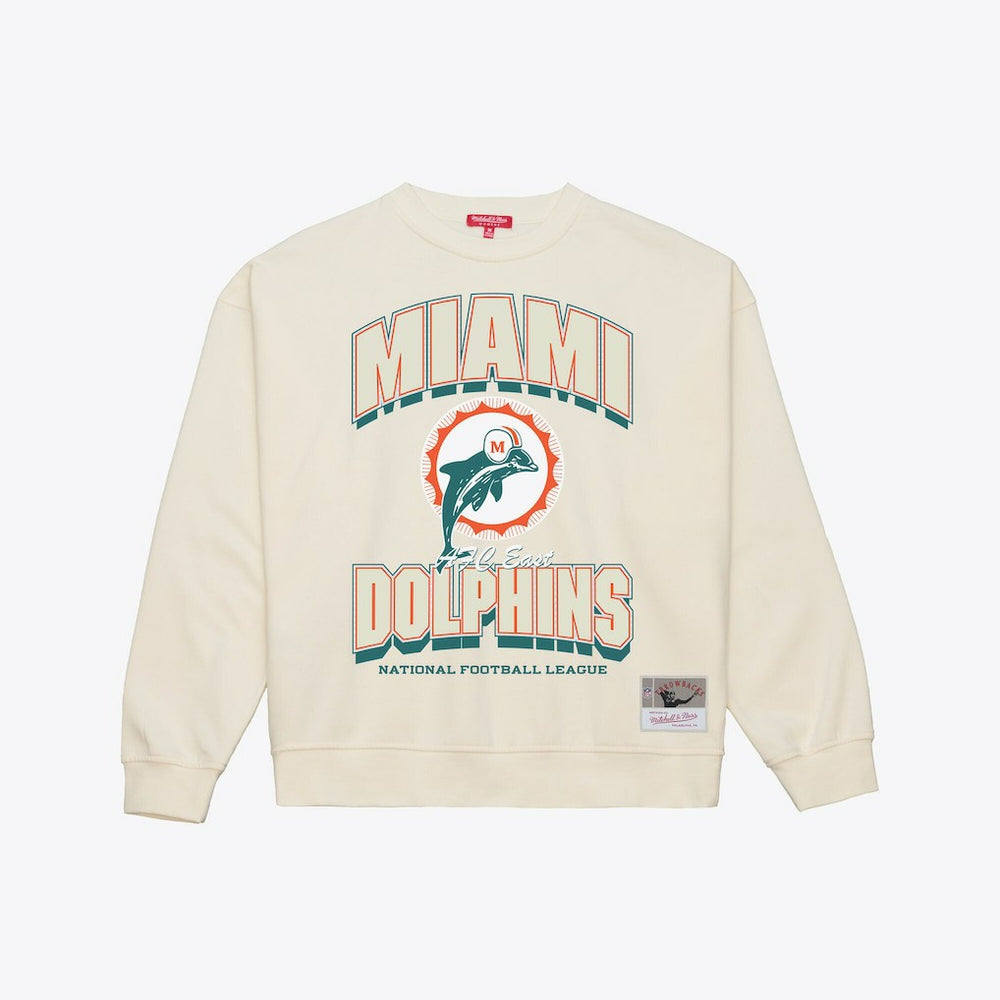 Miami Dolphins Women's Tonal Arch Sweatshirt Cream - Mitchell & Ness
