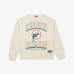 Miami Dolphins Women's Tonal Arch Sweatshirt Cream - Mitchell & Ness