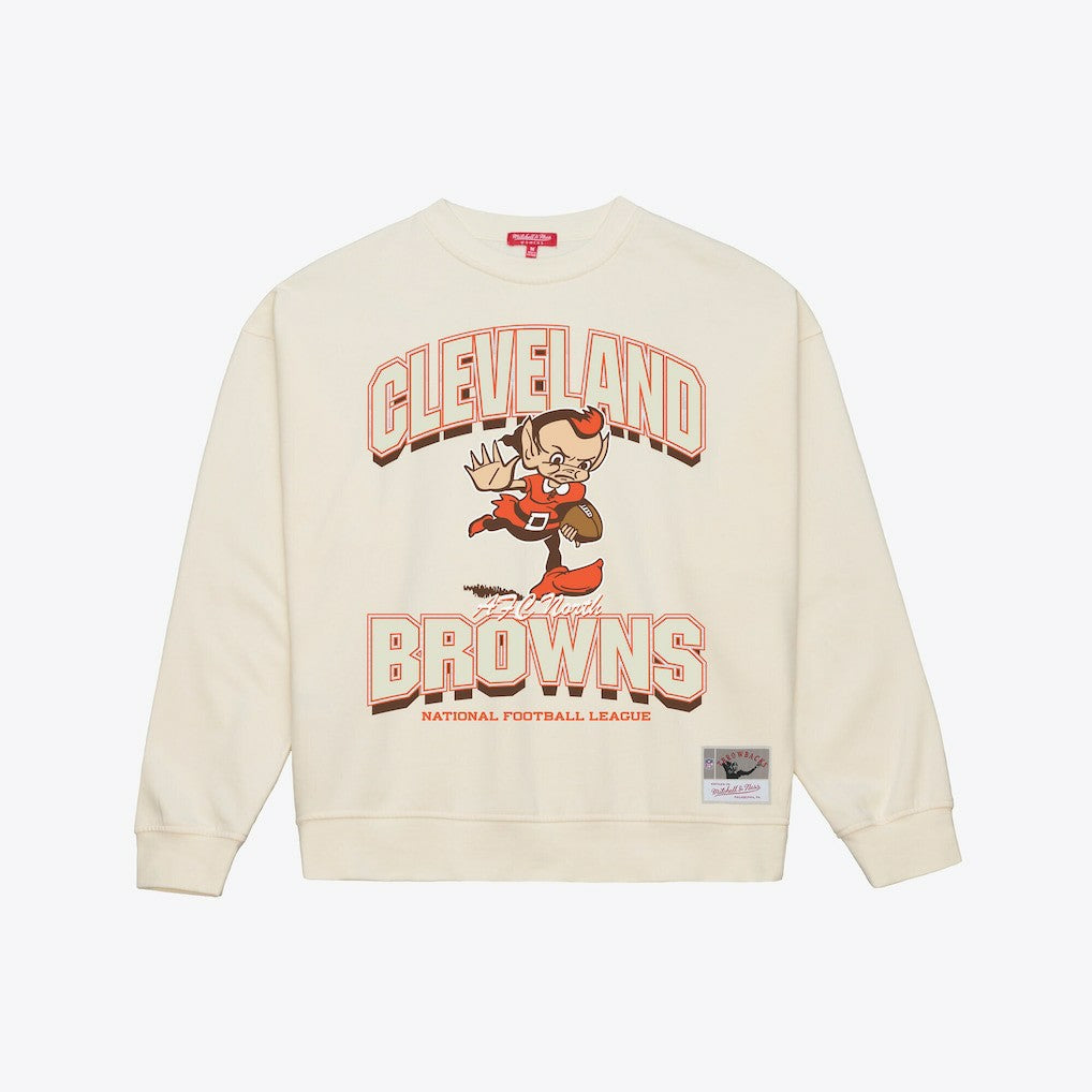 Cleveland Browns Women's Tonal Arch Sweatshirt Cream - Mitchell & Ness