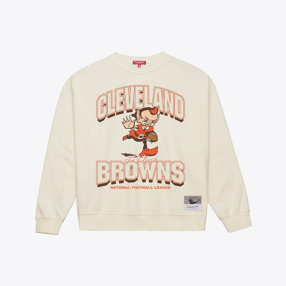 Cleveland Browns Women's Tonal Arch Sweatshirt Cream - Mitchell & Ness
