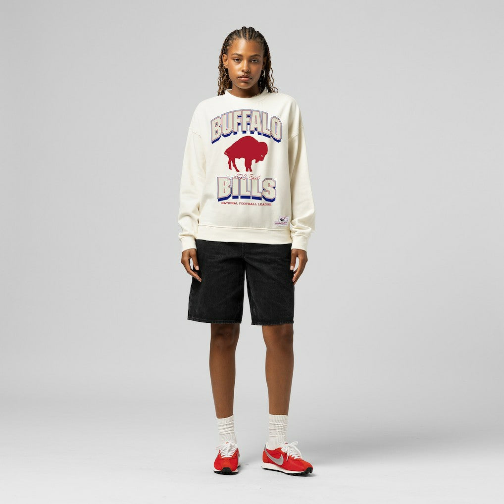Buffalo Bills Women's Tonal Arch Sweatshirt Cream - Mitchell & Ness