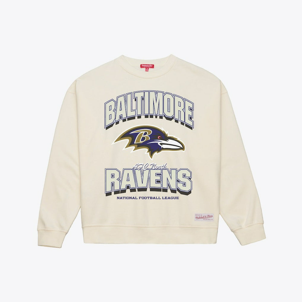 Baltimore Ravens Women's Tonal Arch Sweatshirt Cream - Mitchell & Ness