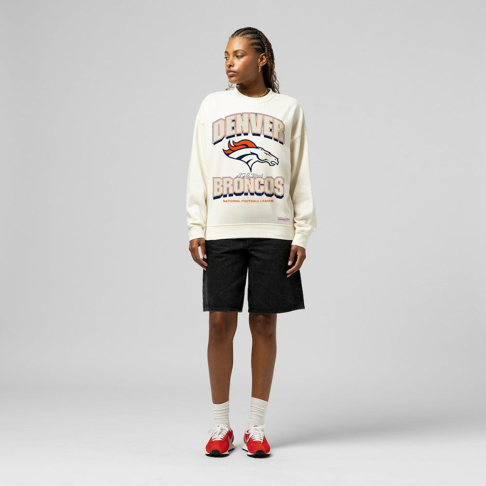 Denver Broncos Women's Tonal Arch Sweatshirt Cream - Mitchell & Ness
