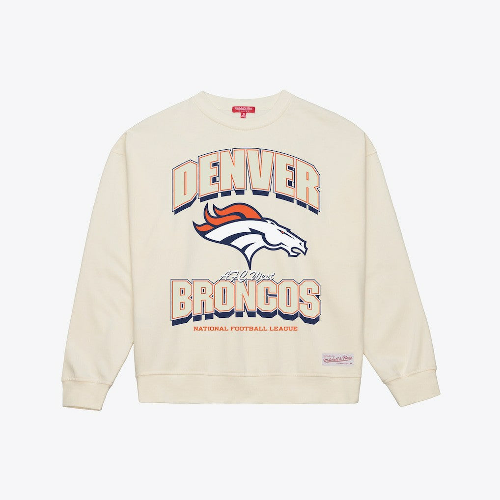 Denver Broncos Women's Tonal Arch Sweatshirt Cream - Mitchell & Ness