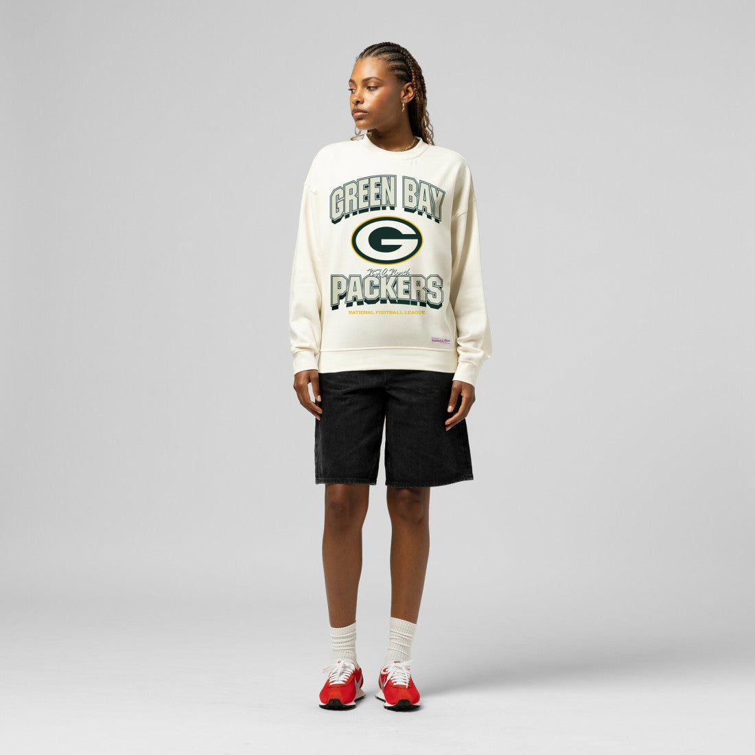 Green Bay Packers Women's Tonal Arch Sweatshirt Cream - Mitchell & Ness