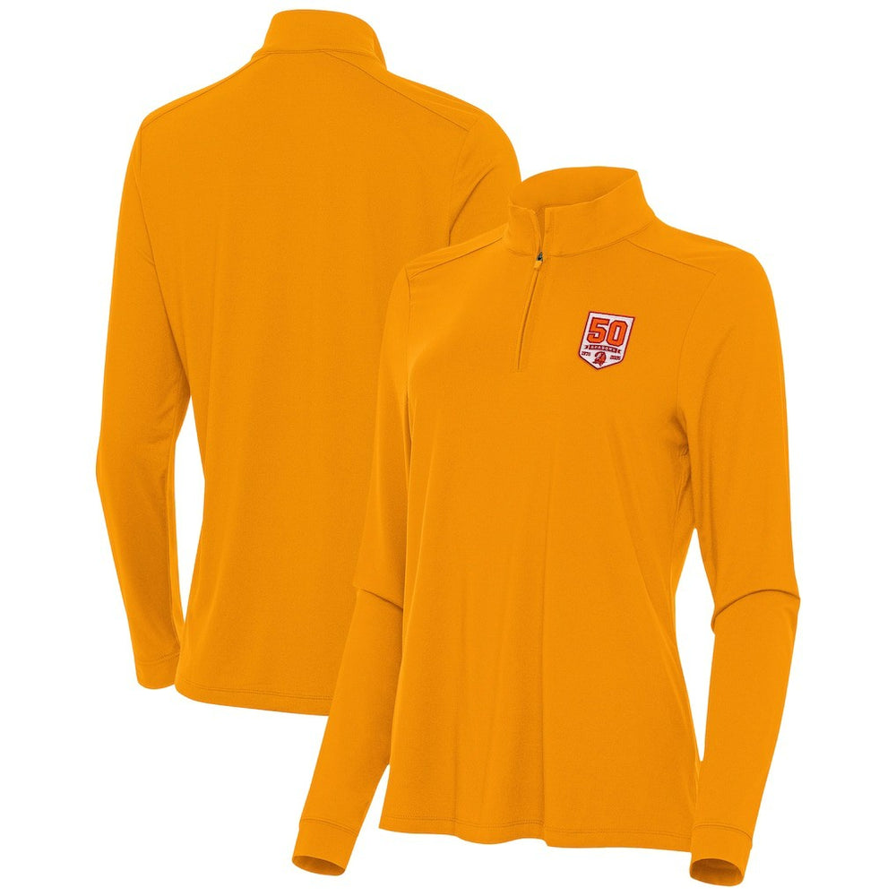 Tampa Bay Buccaneers Antigua Women's 50th Season Intent Quarter-Zip Sweatshirt Orange - NFL