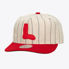 Boston Red Sox Mitchell & Ness Unisex Vintage Ground Melton Wool Pinstripe Adjustable Hat Clearance
