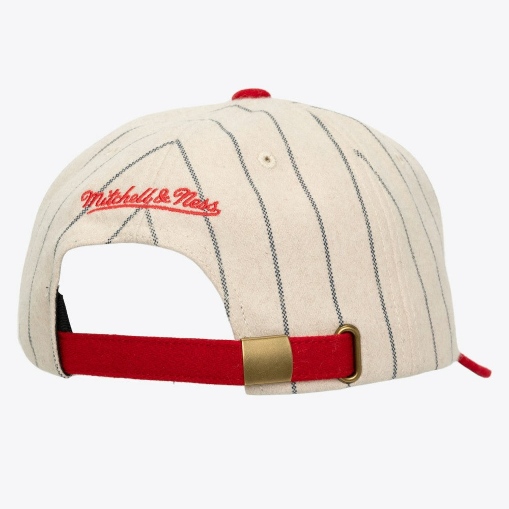 Boston Red Sox Mitchell & Ness Unisex Vintage Ground Melton Wool Pinstripe Adjustable Hat Clearance
