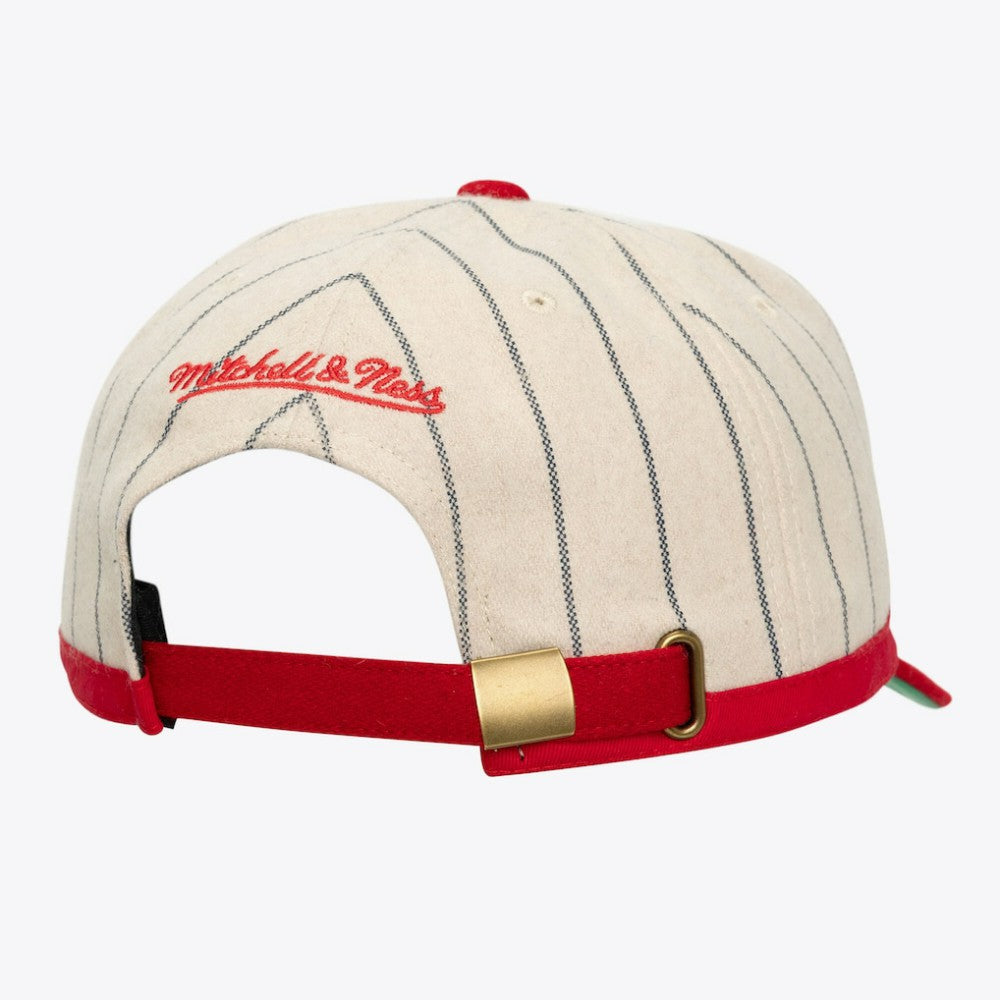 Cincinnati Reds Mitchell & Ness Unisex Vintage Ground Melton Wool Pinstripe Adjustable Hat Online