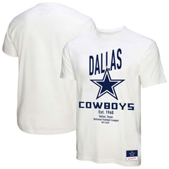 Dallas Cowboys Women's Logo Rise Boyfriend T-Shirt White - Mitchell & Ness