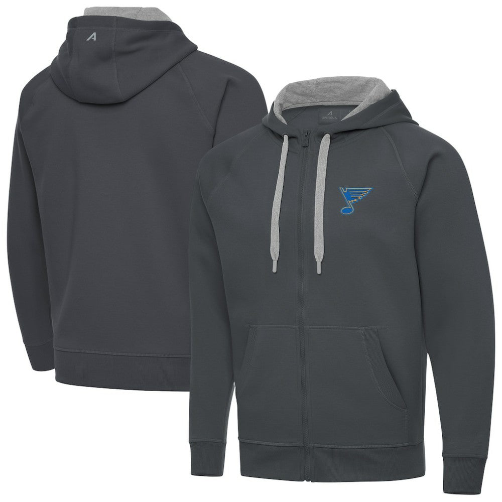 St. Louis Blues - Antigua Victory Full-Zip Hoodie Charcoal