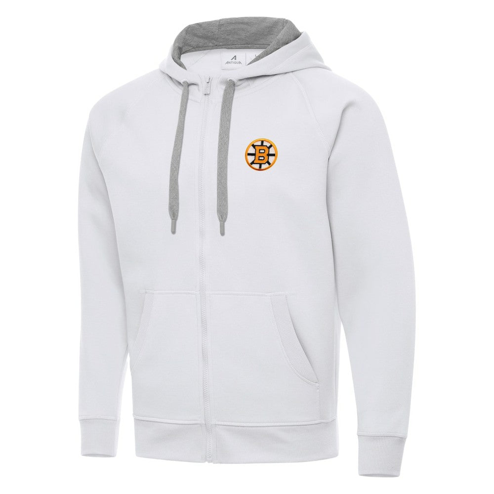 Boston Bruins Antigua Victory Full-Zip Hoodie White