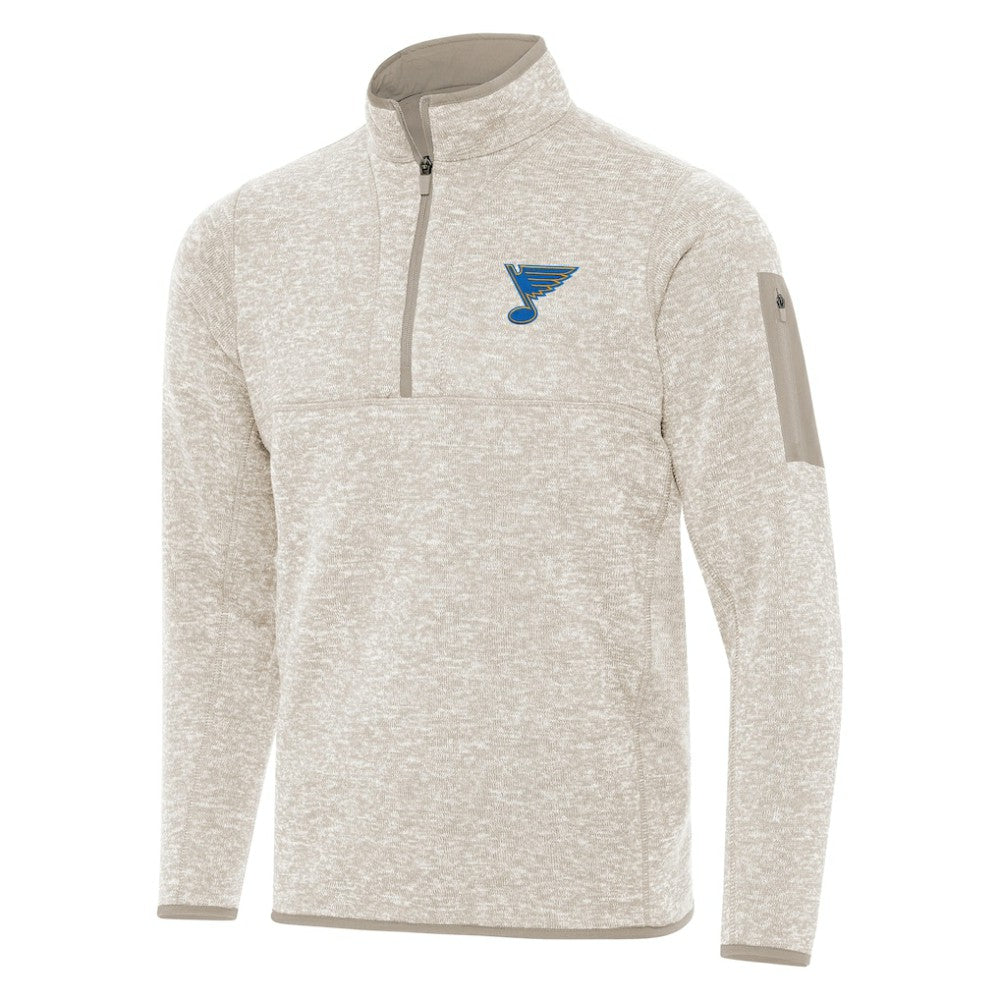 St. Louis Blues - Antigua Fortune Quarter-Zip Pullover Jacket Oatmeal