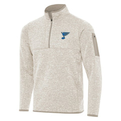 St. Louis Blues - Antigua Fortune Quarter-Zip Pullover Jacket Oatmeal