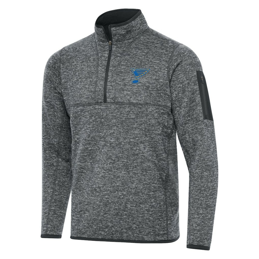 St. Louis Blues - Antigua Fortune Quarter-Zip Pullover Jacket Heather Gray