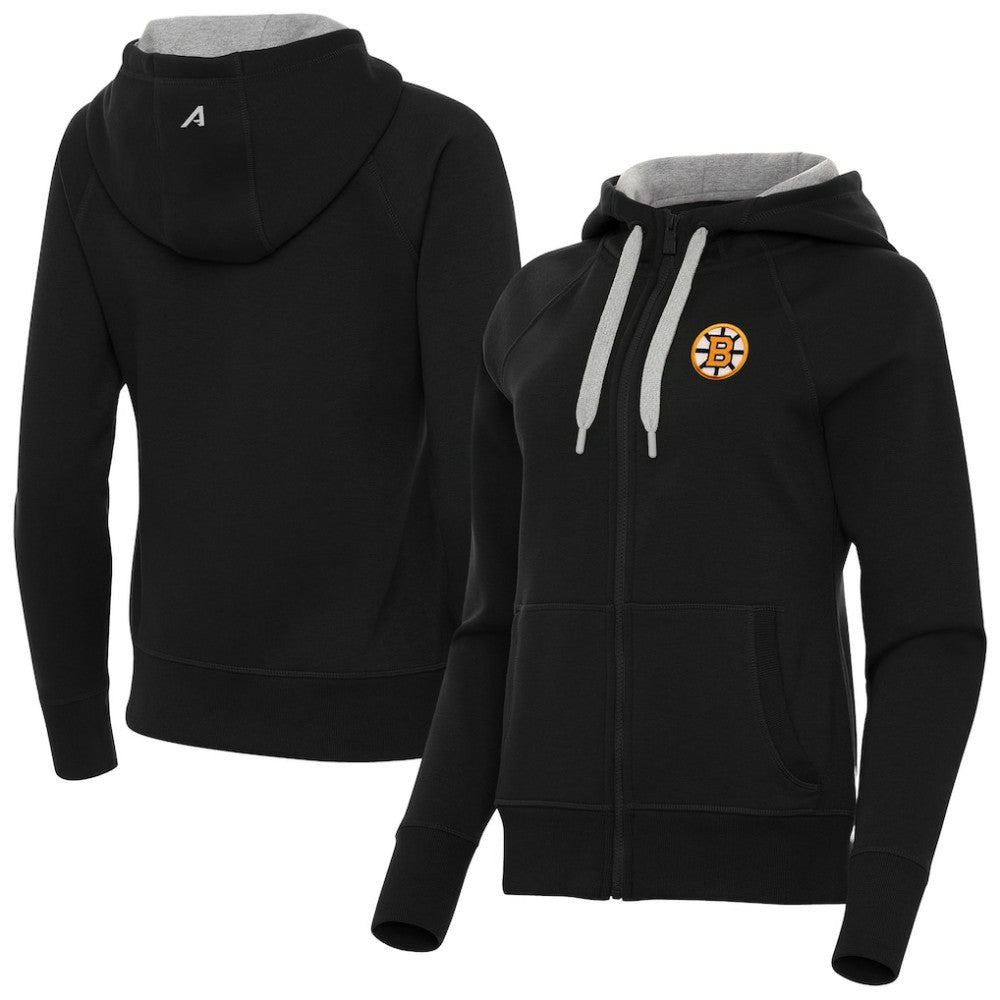 Boston Bruins Antigua Women's Victory Full-Zip Hoodie Black