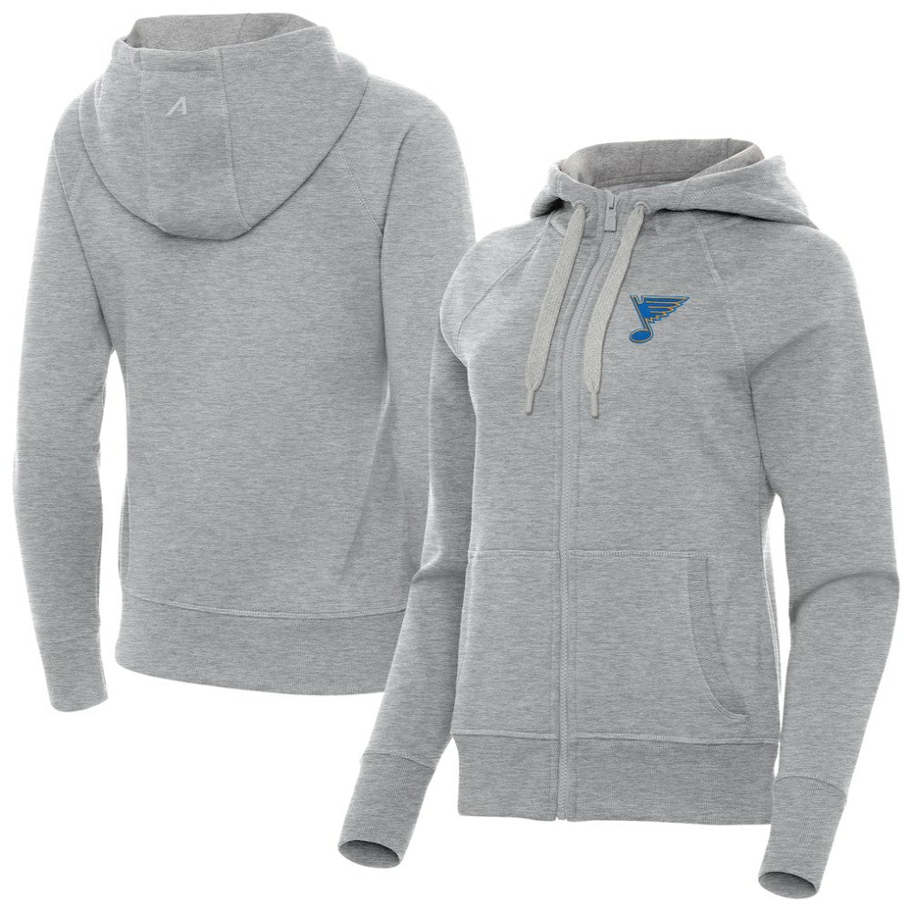 St. Louis Blues - Antigua Women's Victory Full-Zip Hoodie Heather Gray