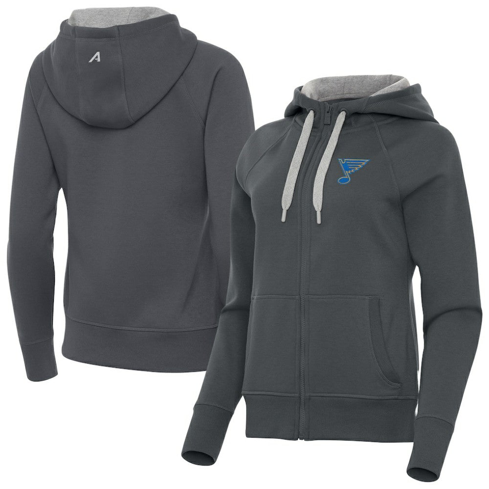 St. Louis Blues - Antigua Women's Victory Full-Zip Hoodie Charcoal