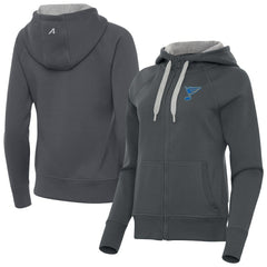 St. Louis Blues - Antigua Women's Victory Full-Zip Hoodie Charcoal