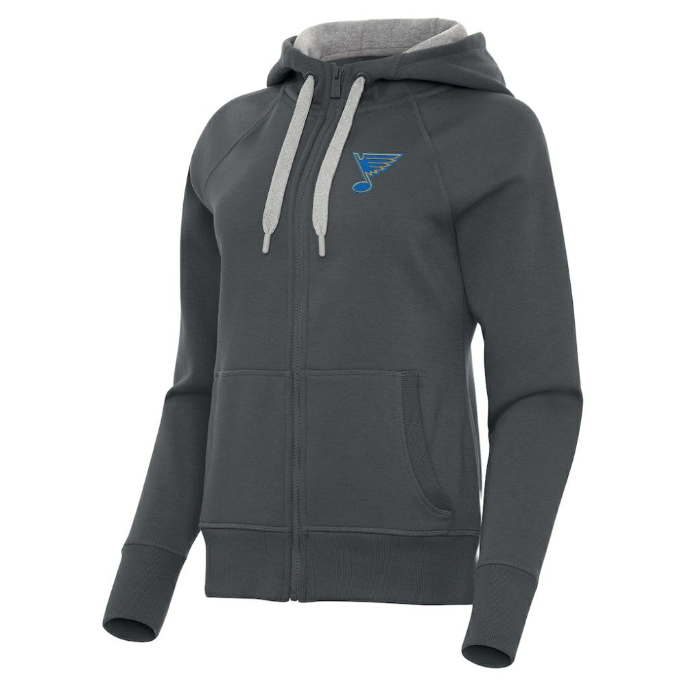 St. Louis Blues - Antigua Women's Victory Full-Zip Hoodie Charcoal