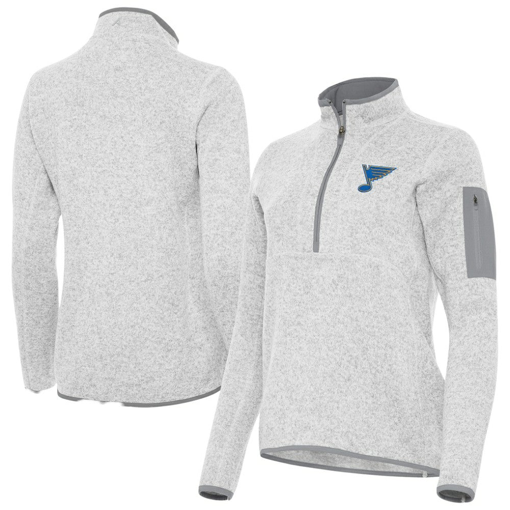 St. Louis Blues - Antigua Women's Fortune Half-Zip Pullover Heather Gray