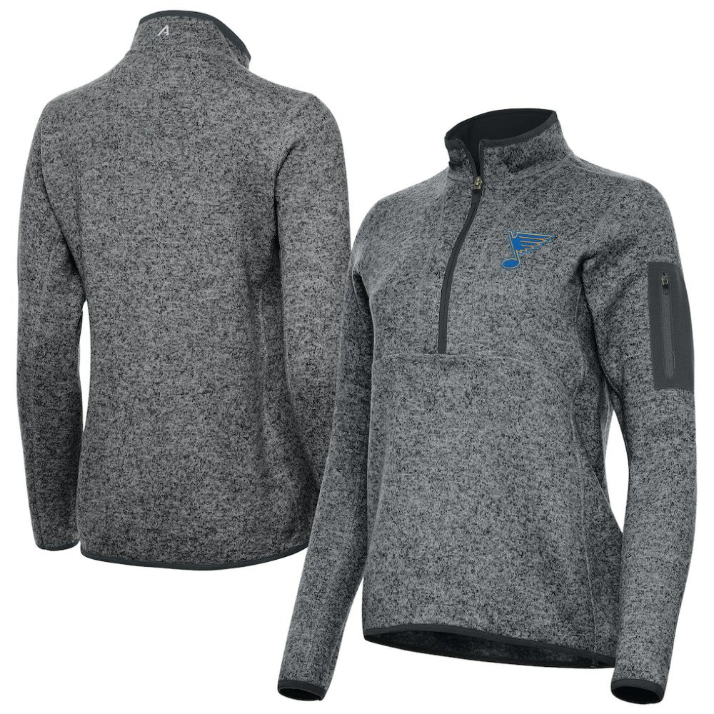 St. Louis Blues - Antigua Women's Fortune Half-Zip Pullover Heather Black