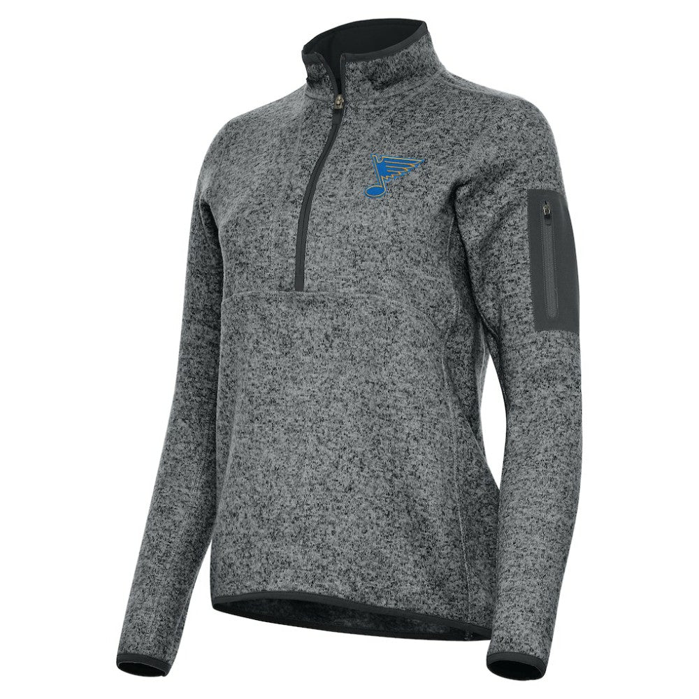 St. Louis Blues - Antigua Women's Fortune Half-Zip Pullover Heather Black