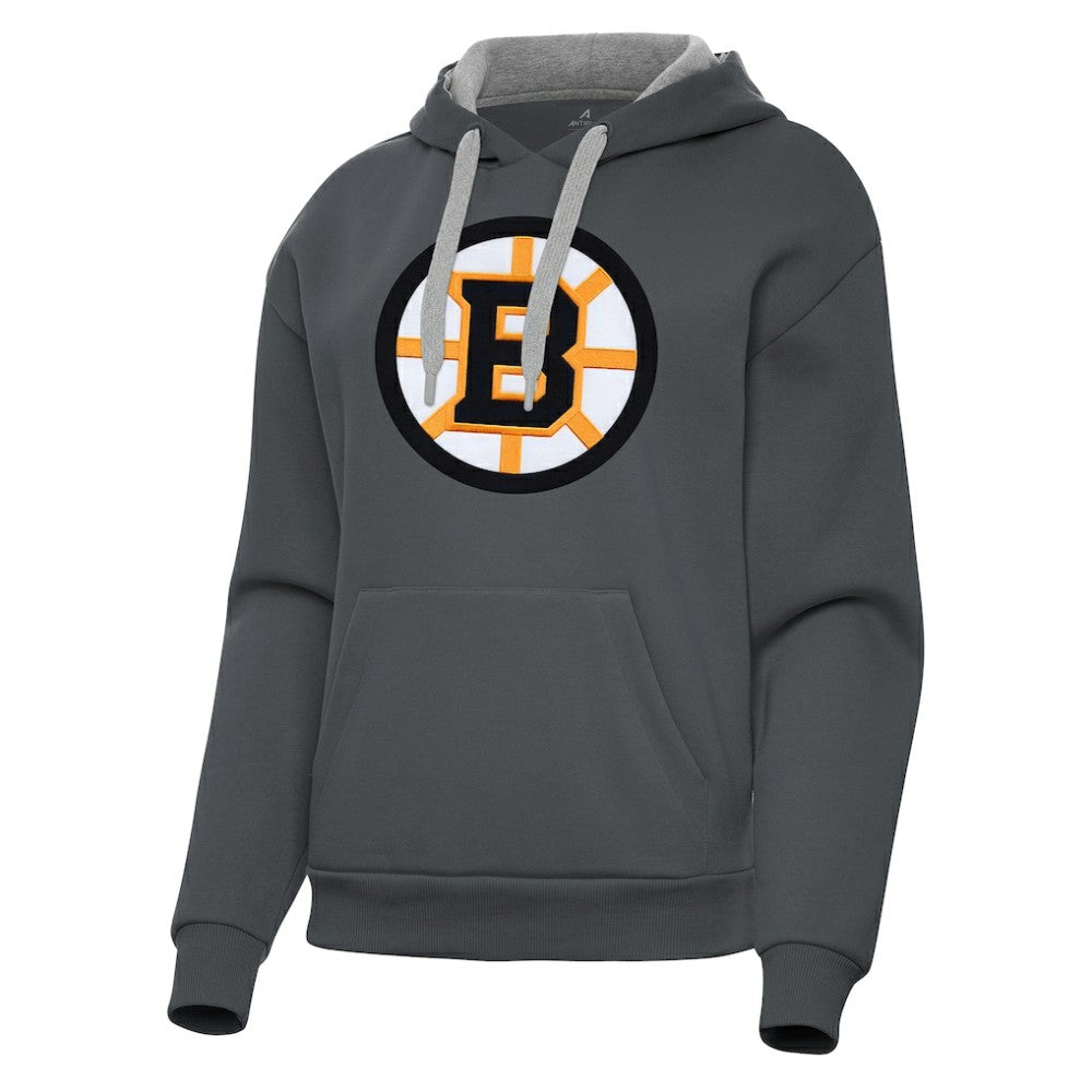 Boston Bruins Antigua Women's Victory Pullover Hoodie Charcoal