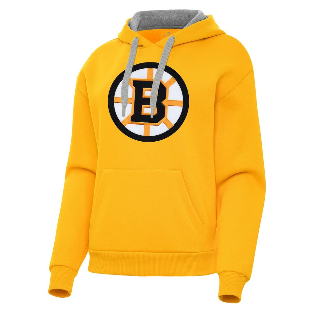 Boston Bruins Antigua Women's Victory Pullover Hoodie Gold