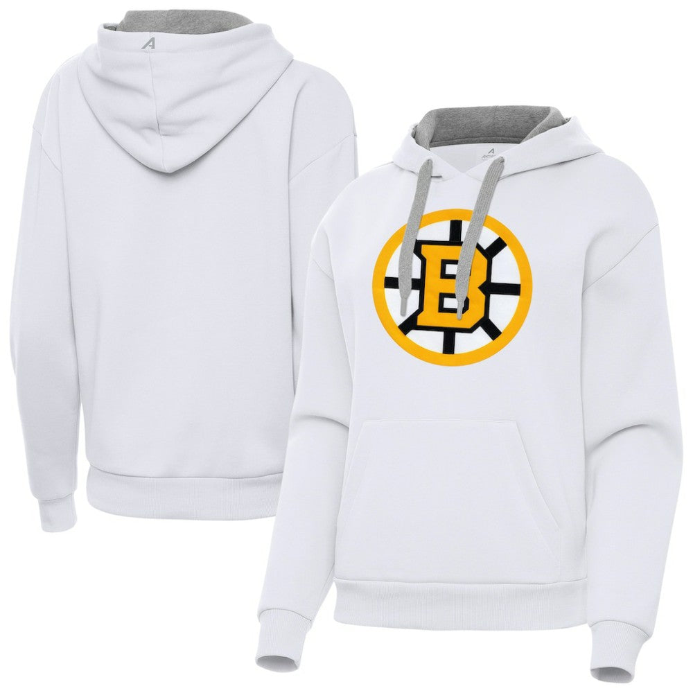 Boston Bruins Antigua Women's Victory Pullover Hoodie White