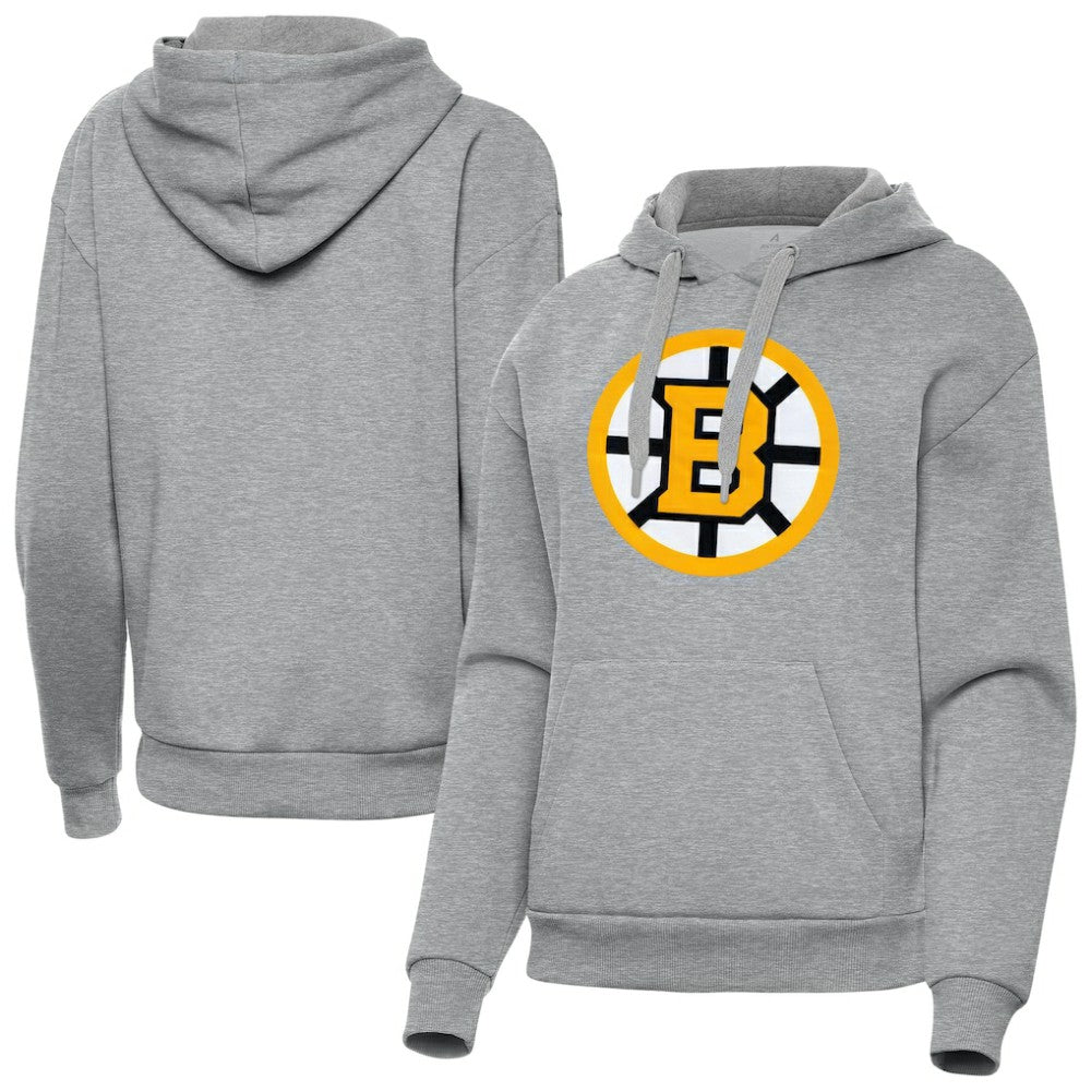 Boston Bruins Antigua Women's Victory Pullover Hoodie Heather Gray