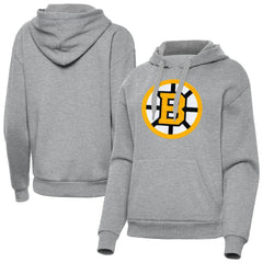 Boston Bruins Antigua Women's Victory Pullover Hoodie Heather Gray