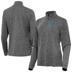 St. Louis Blues - Antigua Mentor Long Sleeve Quarter-Zip Mock Polo Heather Black