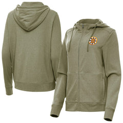 Boston Bruins Antigua Women's Seeker Full-Zip Hoodie Olive