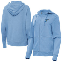 St. Louis Blues - Antigua Women's Seeker Full-Zip Hoodie Heather Blue