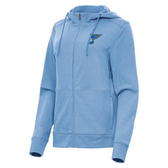 St. Louis Blues - Antigua Women's Seeker Full-Zip Hoodie Heather Blue