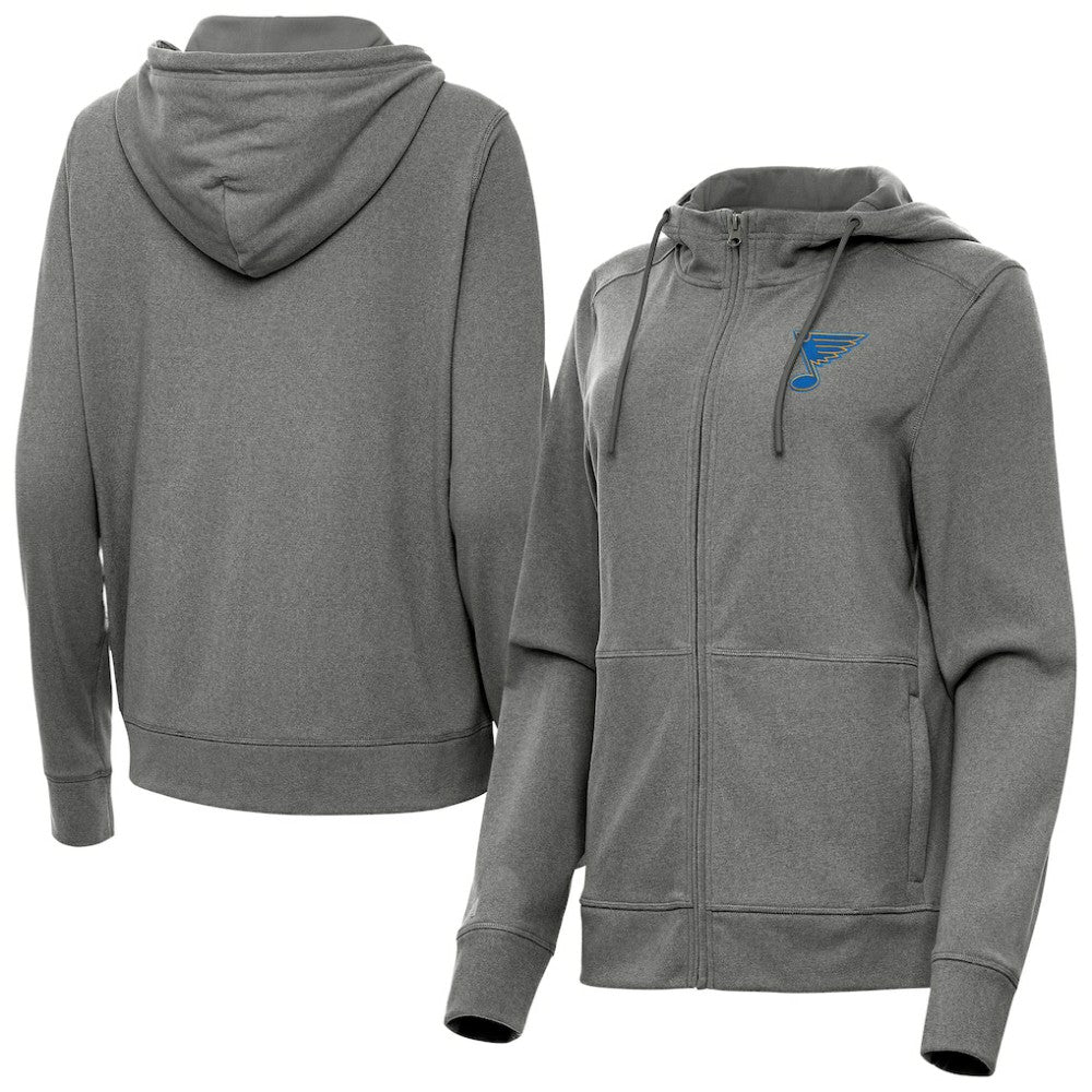 St. Louis Blues - Antigua Women's Seeker Full-Zip Hoodie Heather Black