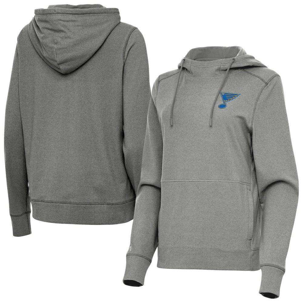 St. Louis Blues - Antigua Women's Justice Pullover Hoodie Heather Black