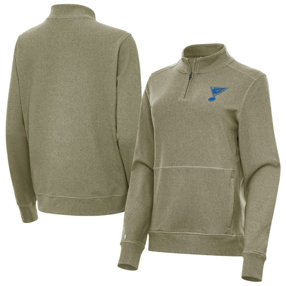 St. Louis Blues - Antigua Women's Crush Quarter-Zip Pullover Olive