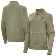 St. Louis Blues - Antigua Women's Crush Quarter-Zip Pullover Olive