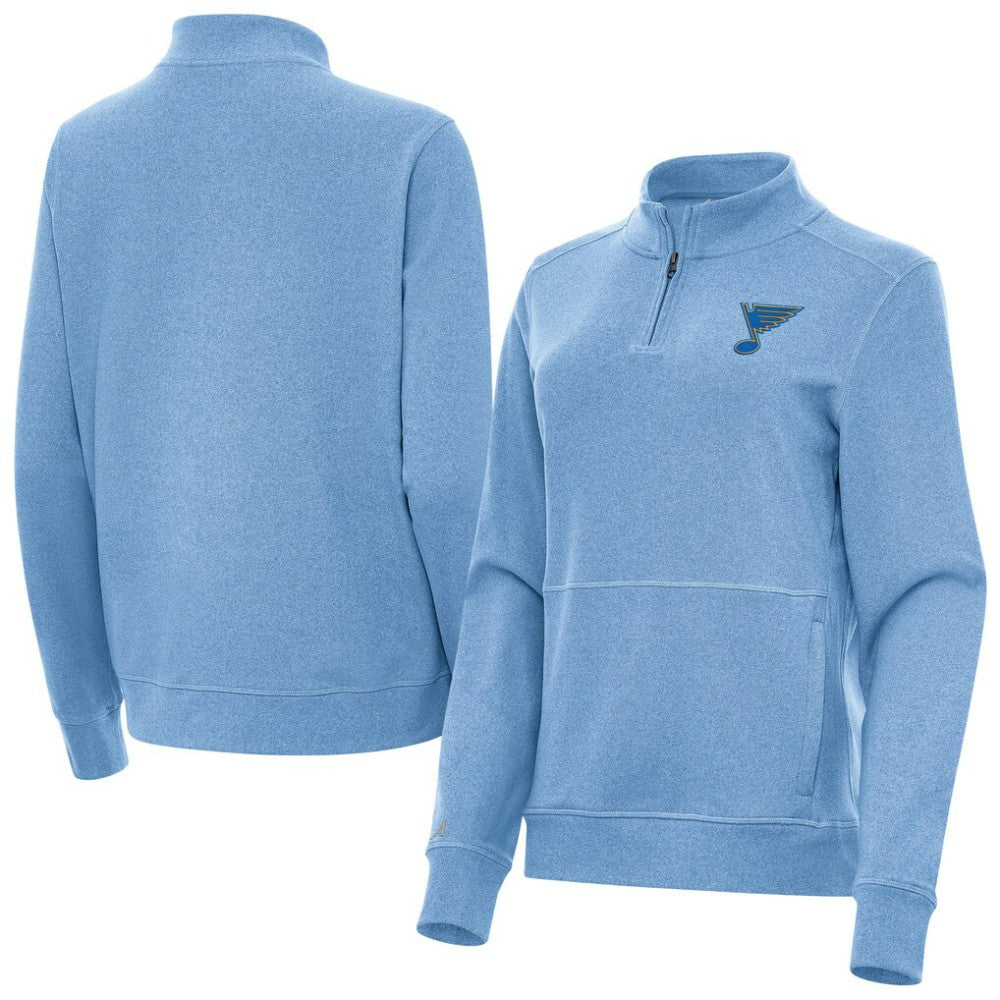 St. Louis Blues - Antigua Women's Crush Quarter-Zip Pullover Heather Blue