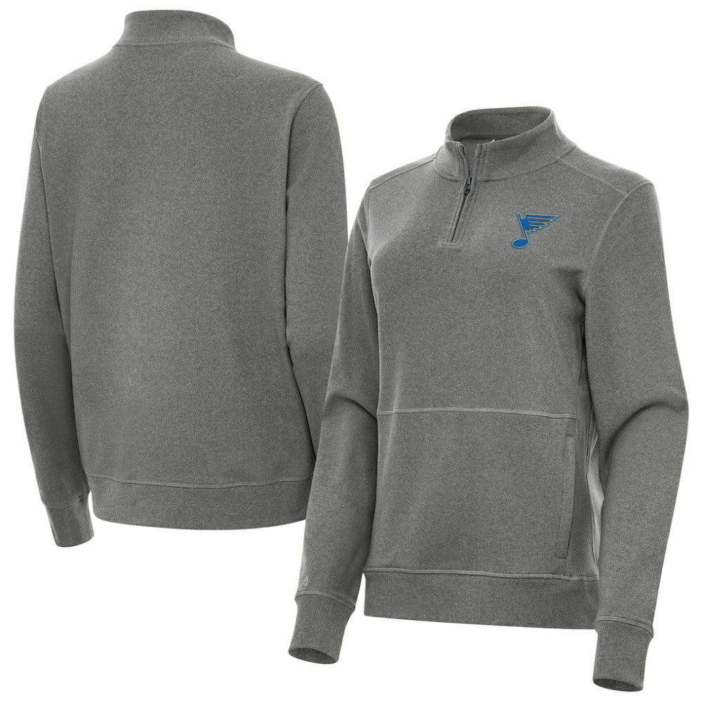 St. Louis Blues - Antigua Women's Crush Quarter-Zip Pullover Heather Black