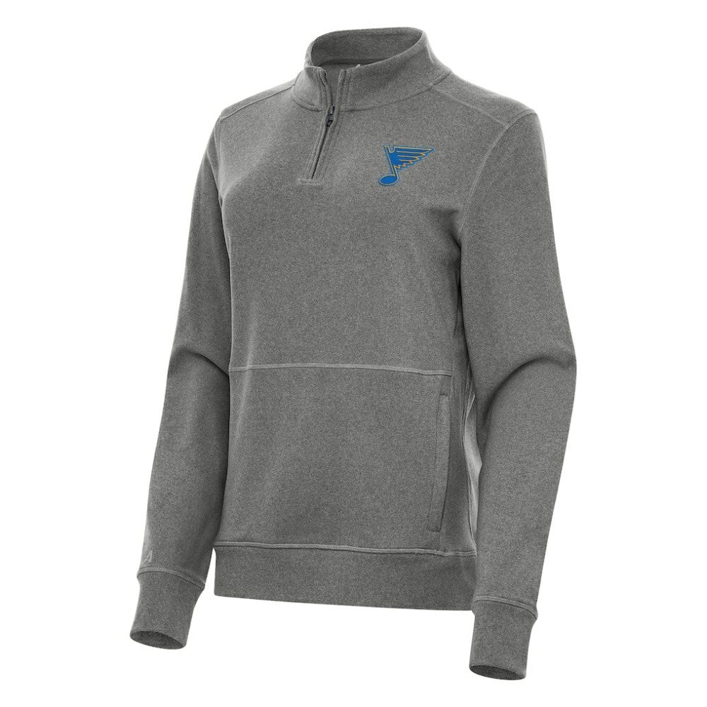 St. Louis Blues - Antigua Women's Crush Quarter-Zip Pullover Heather Black